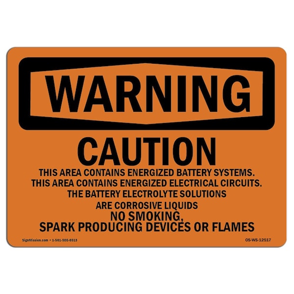 Safety Sign, OSHA WARNING, 18" Height, 24" Width, Caution This Area Contains Energized, Landscape
